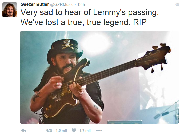 1 ano sem Lemmy Kilmister - Geezer Butler - Lemmy Kilmister